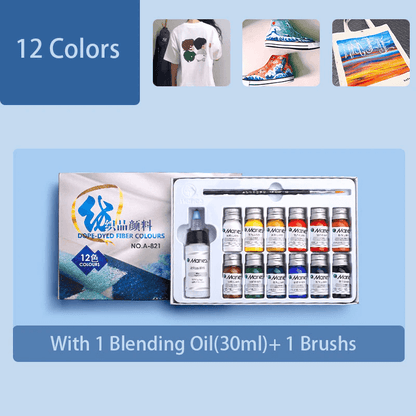 12 Pcs Maries Permanent Fabric Paints Set Dope Dyeing Textile Paints For Clothes Waterproof Burlap
