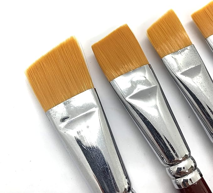 Pack of 6 - Angular Brush Set For Artist Painting Designing And Calligraphy Writting – Wooden Handle