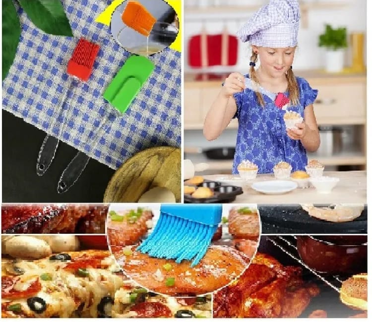 Pack of 2 Silicone Spatula Oil Brushes - Transparent Acrylic Handle for Cooking & Baking