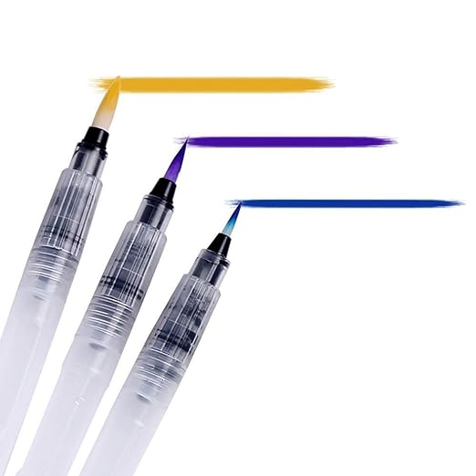 Pack of 3 Refillable Soft Watercolor Pens – For Painting, Calligraphy