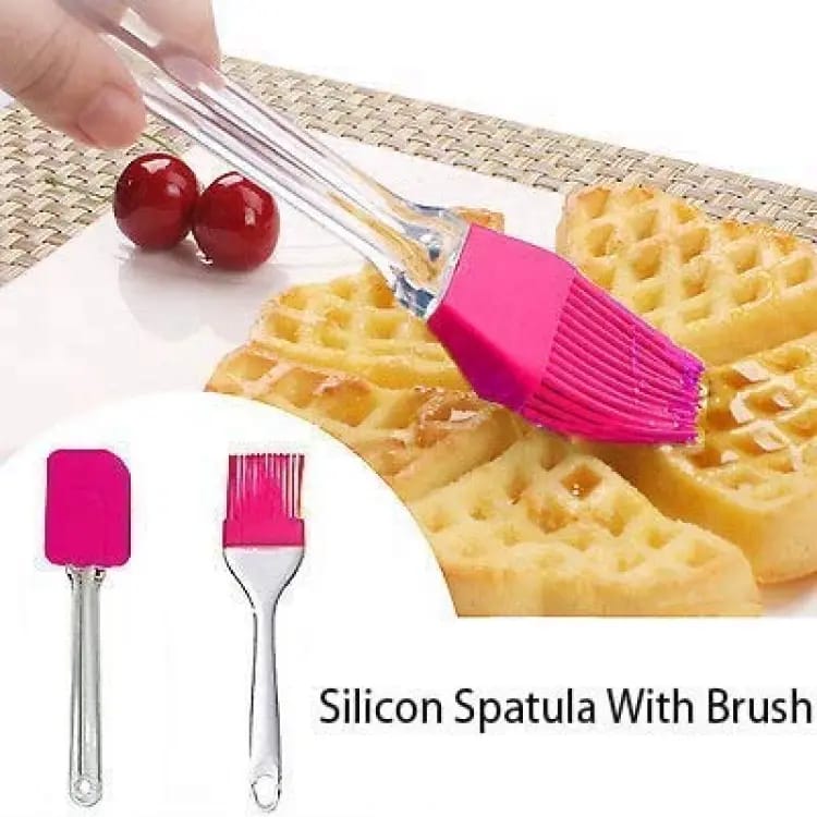 Pack of 2 Silicone Spatula Oil Brushes - Transparent Acrylic Handle for Cooking & Baking