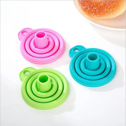 1 Pc Foldable Silicone Funnel - Portable Mini Collapsible Kitchen Funnel for Easy Storage and Use