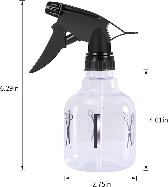 250ml Cone Hair Spray Bottle - Ultra Fine Mister for Hair Fashion and Styling - Transparent Premium Plastic