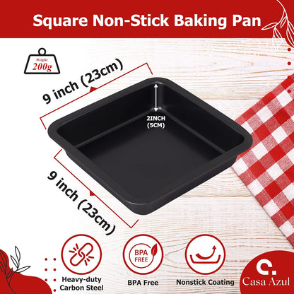 9x9 Inch Non-Stick Baking Pan - Square Cake, Pizza, Brownie, and Bread Mold