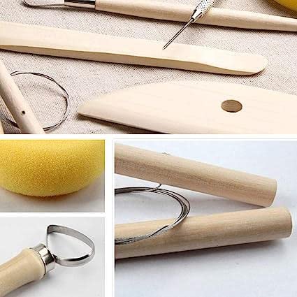 8-Piece Wooden Pottery Tool Set for Beginners – Includes Cutting, Modeling, Trimming, Smoothing, Carving, Shaping, and Sculpting Tools for Clay Crafting