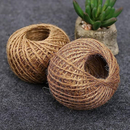 Simple Natural Brown Jute Rope / Thread – For Durable Packing String for Gardening Applications, Gift Wrapping Art and Craft – 2MM x 45M (Length)