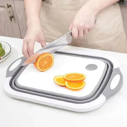 Folding Silicone Cutting Board - Multi-Function Foldable Board & Basket for Easy Food Prep and Transfer