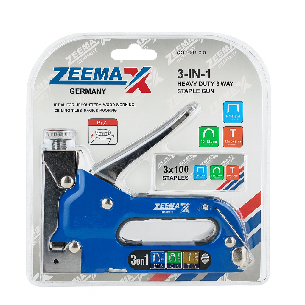 3-in-1 Heavy Duty Manual Staple Gun - Upholstery, Canvas Stretching, Carpentry & Furniture Repair Tool