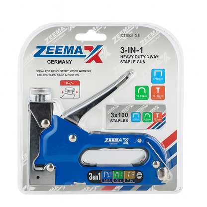 3-in-1 Heavy Duty Manual Staple Gun - Upholstery, Canvas Stretching, Carpentry & Furniture Repair Tool