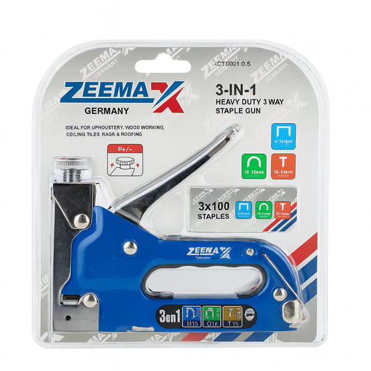 3-in-1 Heavy Duty Manual Staple Gun - Upholstery, Canvas Stretching, Carpentry & Furniture Repair Tool