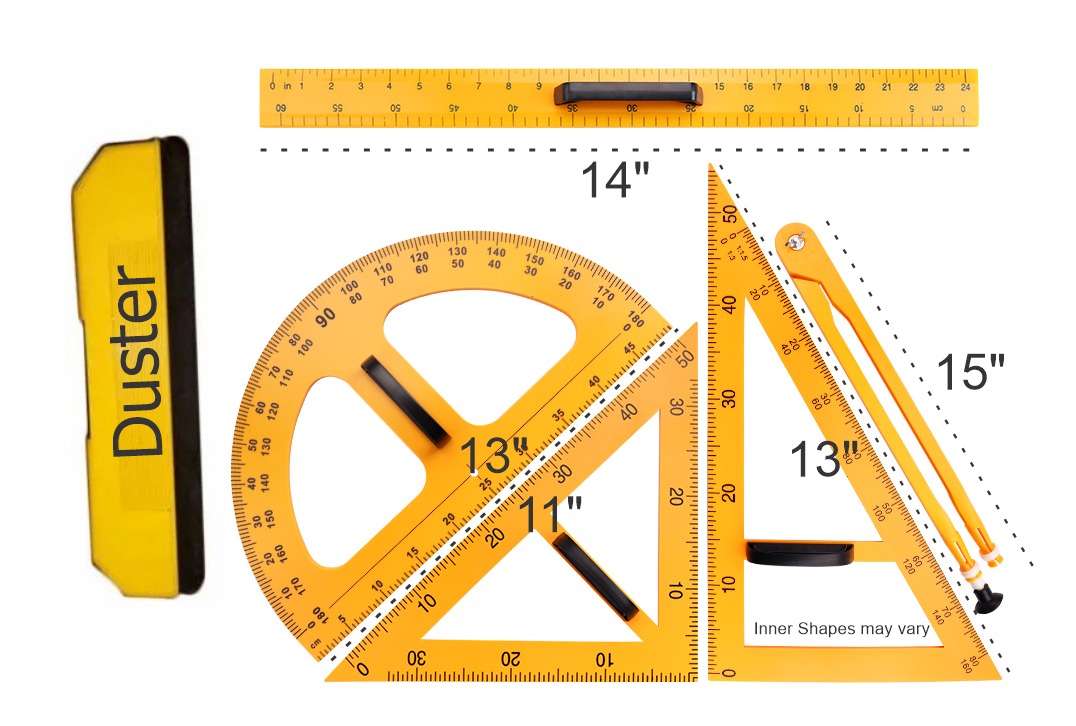 6 Pcs Teacher Math Geometry Set – Large Rulers, Digital Triangle, Angl ...