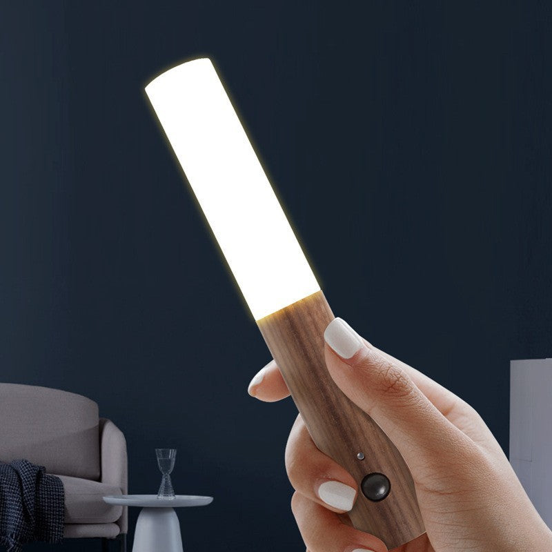 Portable Magnetic LED Night Light – Smart Motion Sensor, USB Rechargeable, Wood Grain Look – Ideal for Indoor Use