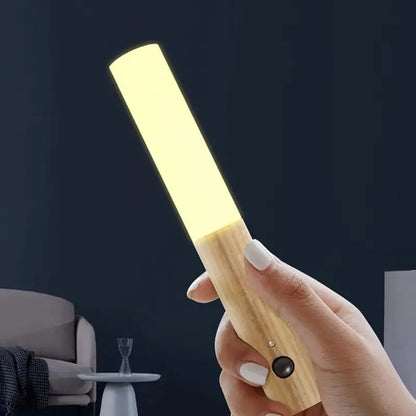 Portable Magnetic LED Night Light – Smart Motion Sensor, USB Rechargeable, Wood Grain Look – Ideal for Indoor Use