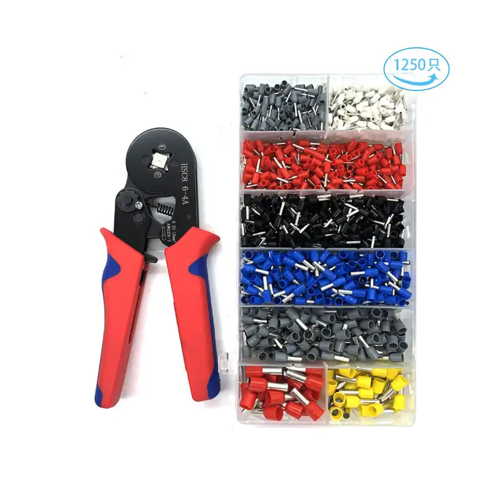 SY200 HSC8 6-4A Wire Hand Crimp Tool Kit with 1200 PCS Insulated Terminals, Ferrules & Crimping Pliers Set