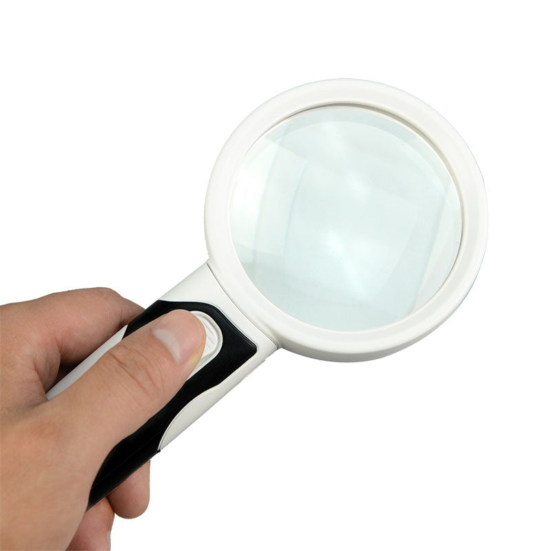 High-Quality Handheld LED Magnifier with Optical Glass Lens - Illuminated Jeweler's Loupe for Precise Inspection