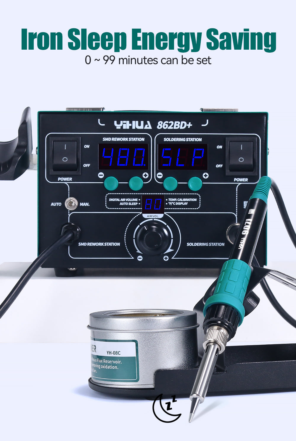 Adjustable Temperature & Air Volume BGA Rework Station with ESD Protection