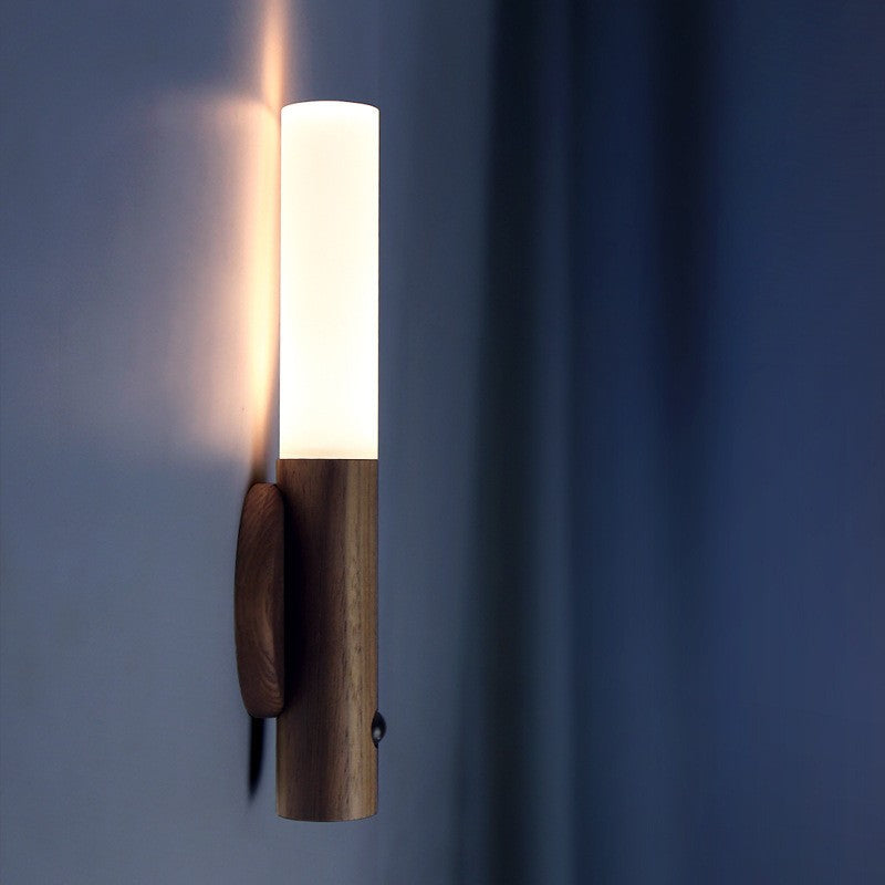 Portable Magnetic LED Night Light – Smart Motion Sensor, USB Rechargeable, Wood Grain Look – Ideal for Indoor Use