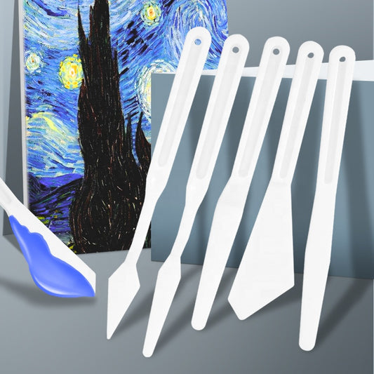 Versatile Set of 5 Plastic Spatulas – Durable, Flexible, and Easy-to-Clean Tools for Arts, Crafts, and DIY Projects Painting, Arts & Craft