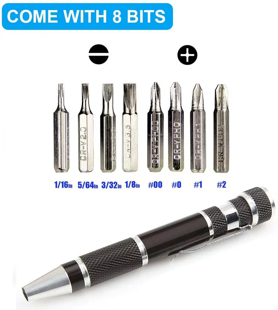 8-in-1 Pocket Mini Screwdriver Pen Kit – Portable Mobile Phone Repair Tools with Multiple Bits