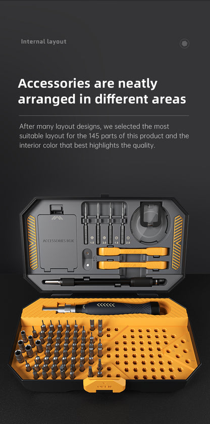 JM-8183 145-in-1 DIY Repair Tool Kit – Magnetic Bits Mini Precision Screwdriver Set for Electronics Repair