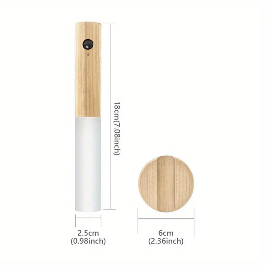 Portable Magnetic LED Night Light – Smart Motion Sensor, USB Rechargeable, Wood Grain Look – Ideal for Indoor Use