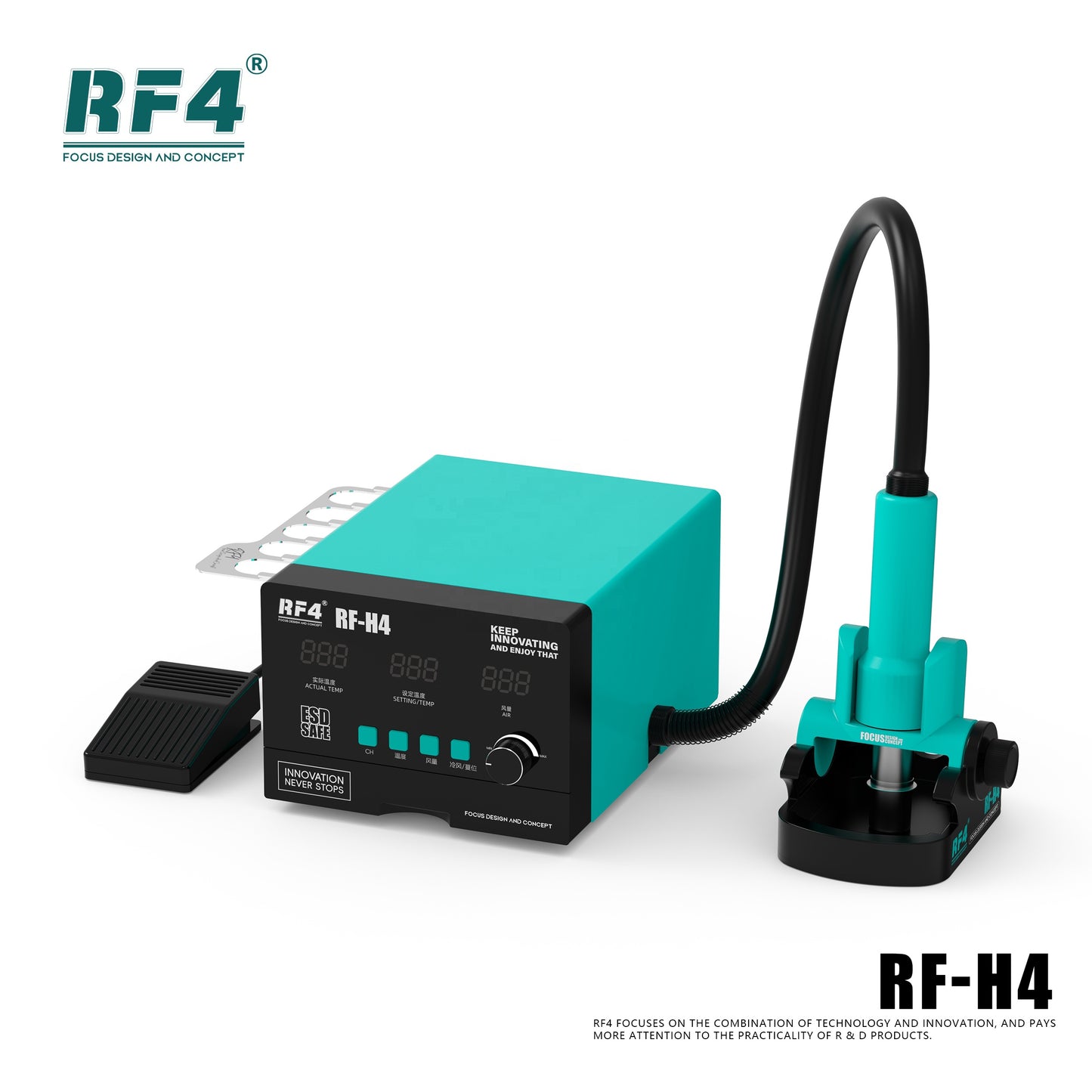 RF-H4 Hot Air Gun Welding Station with Foot Switch, Cold Air Supply Mode for Convenient Use