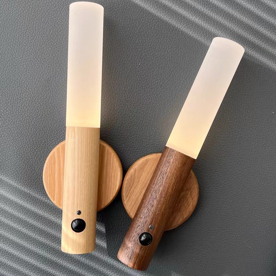 Portable Magnetic LED Night Light – Smart Motion Sensor, USB Rechargeable, Wood Grain Look – Ideal for Indoor Use