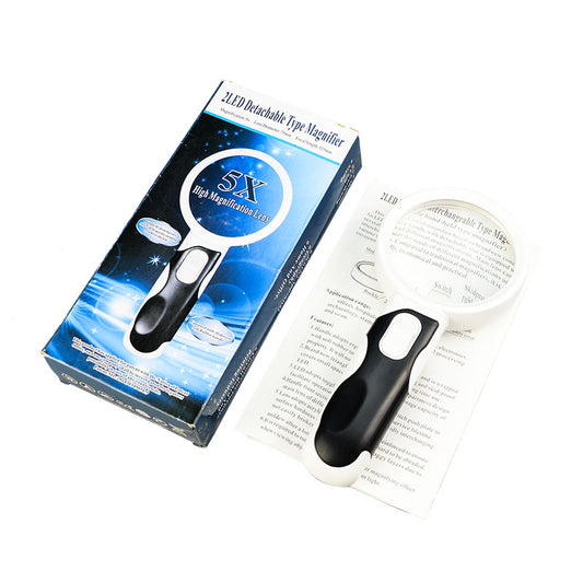 High-Quality Handheld LED Magnifier with Optical Glass Lens - Illuminated Jeweler's Loupe for Precise Inspection