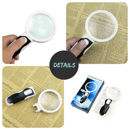 High-Quality Handheld LED Magnifier with Optical Glass Lens - Illuminated Jeweler's Loupe for Precise Inspection