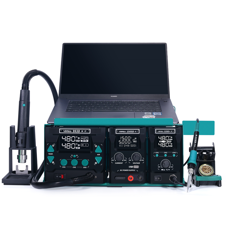 3 Machines Combo: Portable Hot Air Soldering Station, DC Power Supply & Repair Set for Phones and Laptops