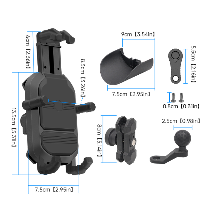 Zontes ZT 350-E / 350-K Scooter Mobile Phone Holder & Navigation Bracket with Shock Absorption (Code 2914)