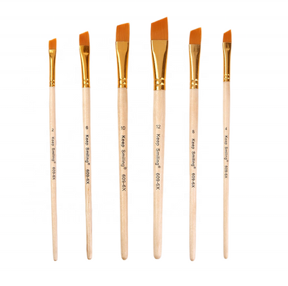 Pack of 6 - Angular Brush Set For Artist Painting Designing And Calligraphy Writting – Wooden Handle
