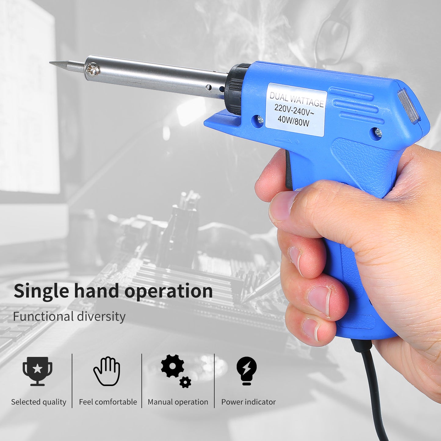 Professional Adjustable Soldering Iron Gun – Dual Power, Quick Heat-Up, 220V-240V