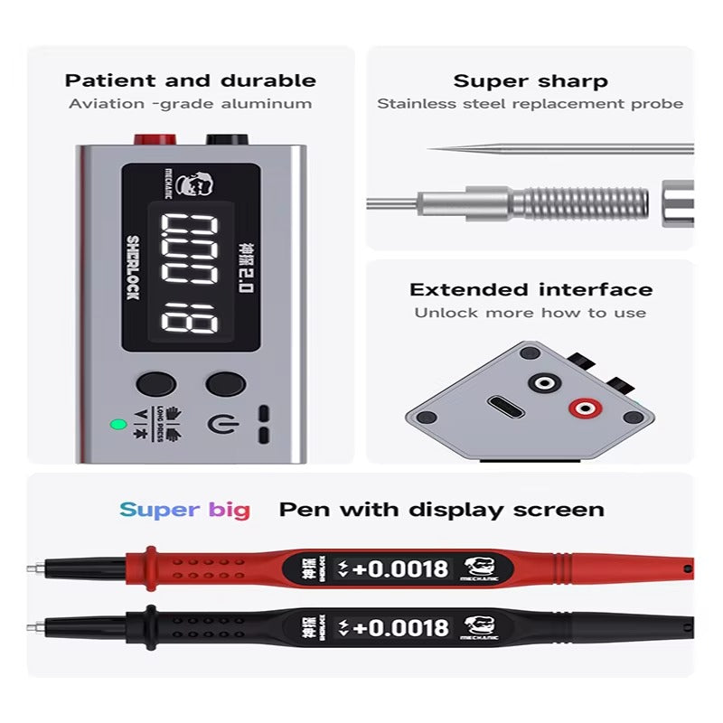 MECHANIC Sherlock V2.0 Visual Pen Smart Digital Multimeter with LCD Internal Screen for Auto Testing