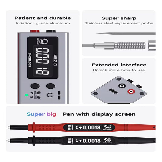 MECHANIC Sherlock V2.0 Visual Pen Smart Digital Multimeter with LCD Internal Screen for Auto Testing