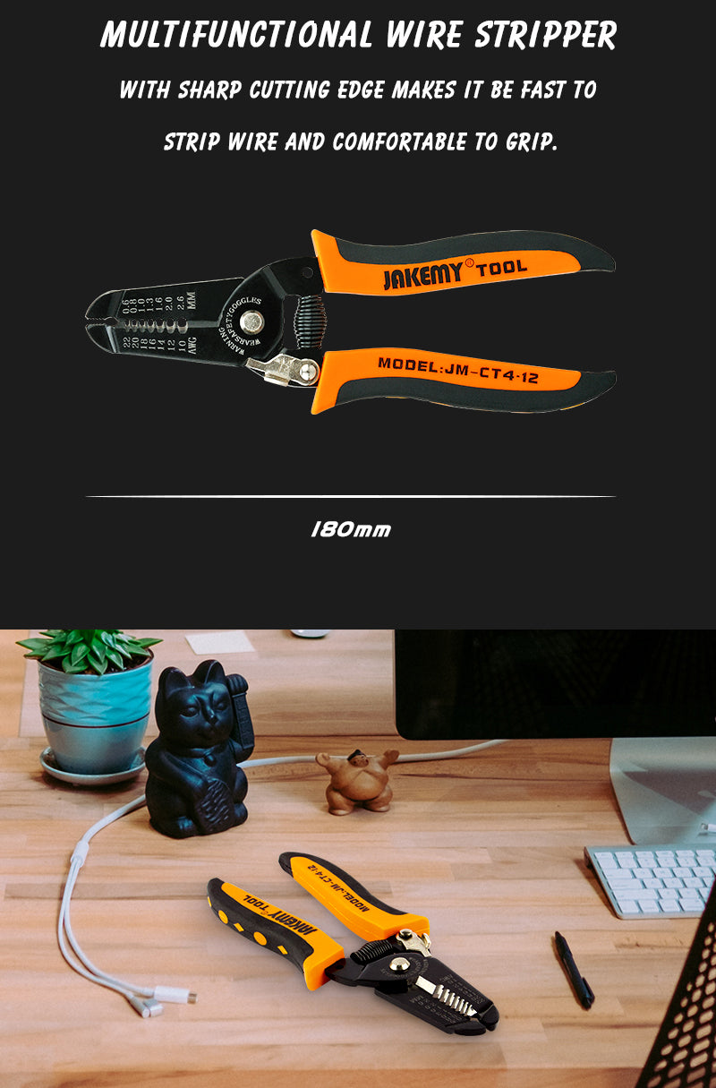 JAKEMY Professional Wire Cutter & Electric Wire Stripper for DIY Home Appliance Repairs