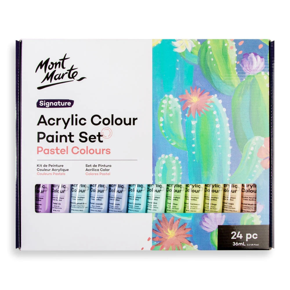 Mont Marte 24 & 18-Color Acrylic Poster Paint Set – 36ml Tubes for Vibrant Artwork