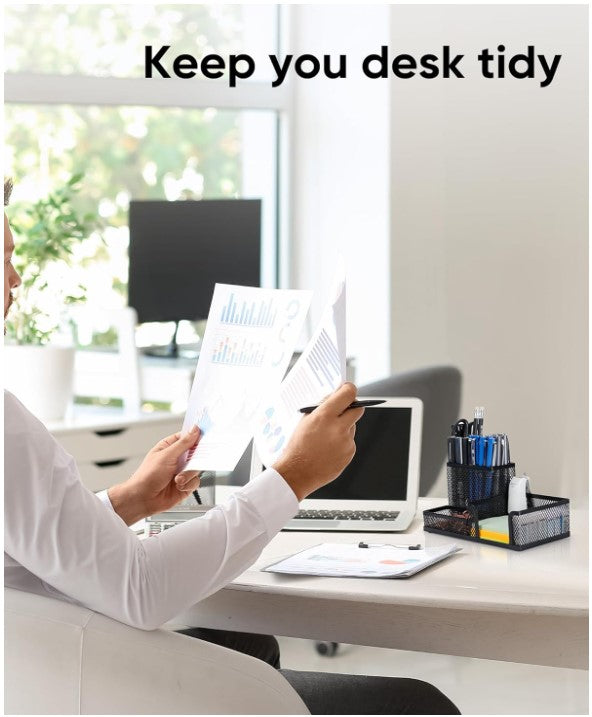 3 in 1 Metal Mesh Desk Organizer | Stylish & Practical Stationery Holder for Office, School and Home Use