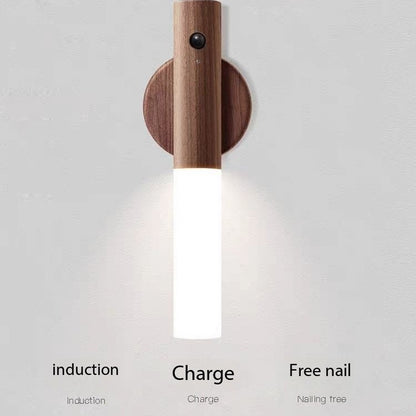 Portable Magnetic LED Night Light – Smart Motion Sensor, USB Rechargeable, Wood Grain Look – Ideal for Indoor Use