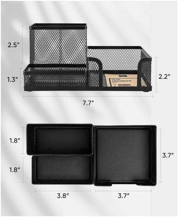 3 in 1 Metal Mesh Desk Organizer | Stylish & Practical Stationery Holder for Office, School and Home Use