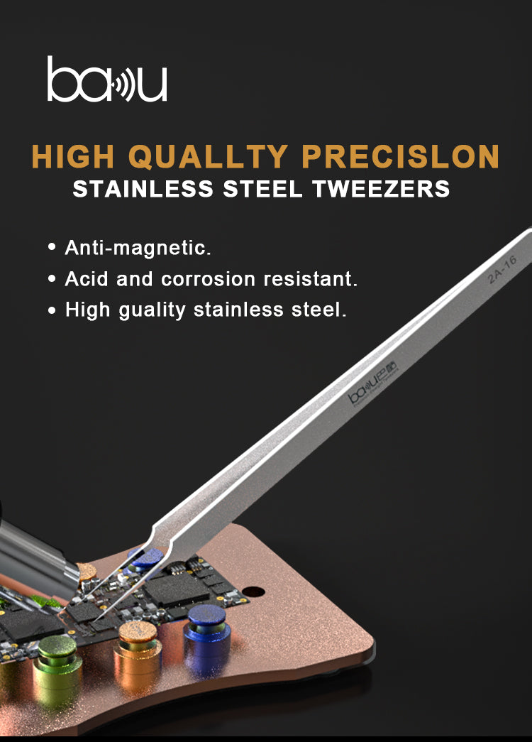 BAKU 2A-16 Precision Tweezers for Cell Phone Repair – Universal Hand Tool