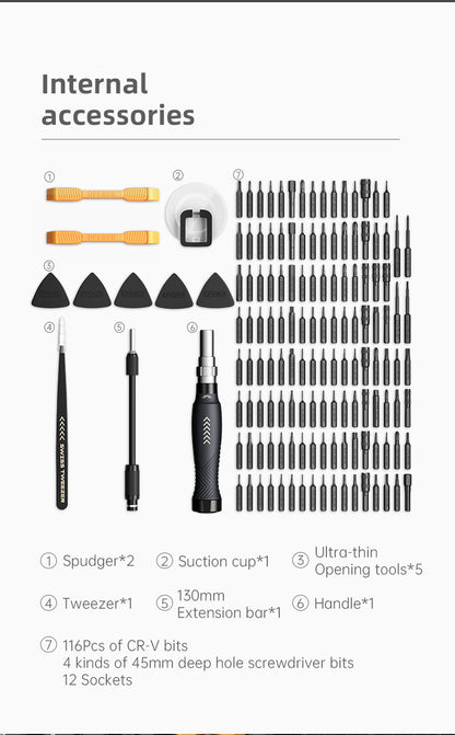 JM-8183 145-in-1 DIY Repair Tool Kit – Magnetic Bits Mini Precision Screwdriver Set for Electronics Repair