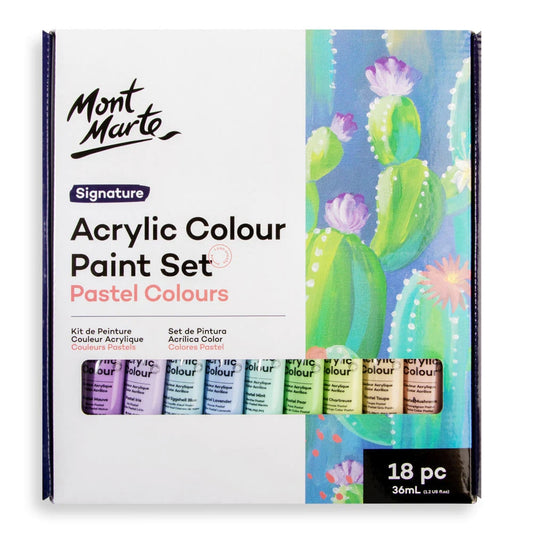 Mont Marte Acrylic Colour Pastel Paint Set Signature - 18 Pcs (36ml)