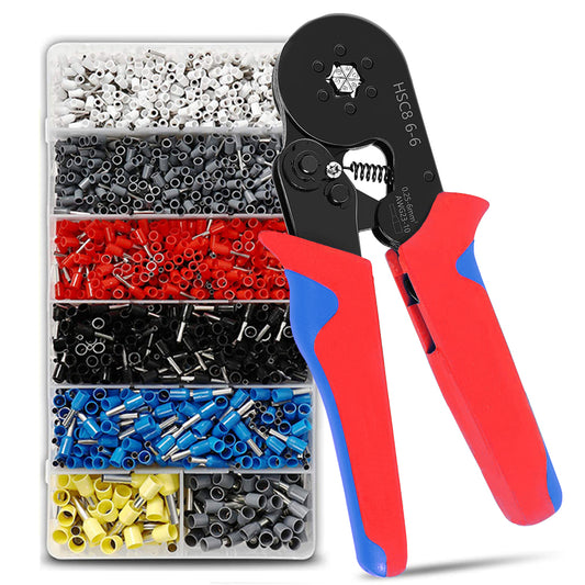 SY200 HSC8 6-4A Wire Hand Crimp Tool Kit with 1200 PCS Insulated Terminals, Ferrules & Crimping Pliers Set