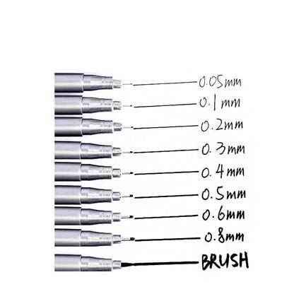 "Keep Smiling Pigment Liner Set of 9pcs (0.1 to 0.8mm) – Fine Liner Drawing Pens for Arts & Crafts"