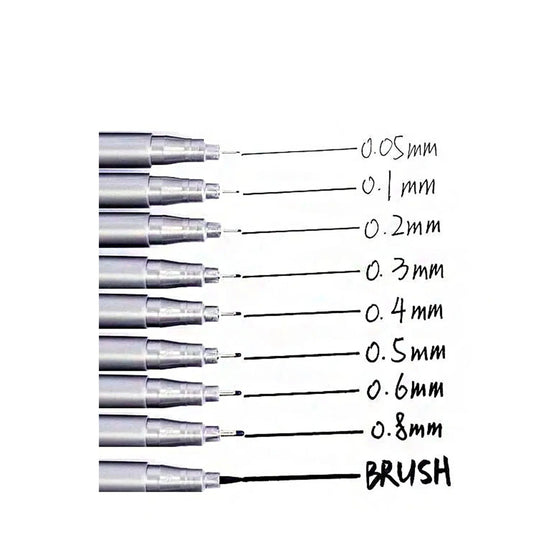 "Keep Smiling Pigment Liner Set of 9pcs (0.1 to 0.8mm) – Fine Liner Drawing Pens for Arts & Crafts"