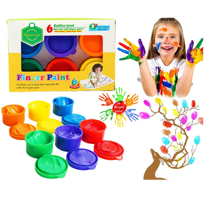 Keep Smiling Washable Finger Paint – 6 Non-Toxic Colors for Kids, Safe & Fun Art Supplies