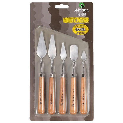 5-Piece Stainless Steel Palette Knife Set by Marie's: Professional Tools for Oil & Acrylic Painting