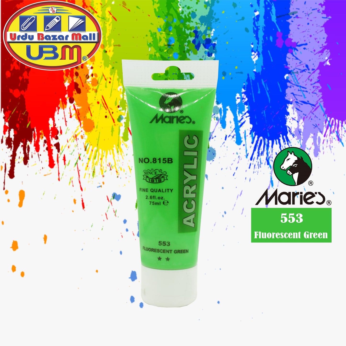 Acrylic Color / Paint 75ml Tube Maries - Use for Canvas, Paper, Wood, Fabric