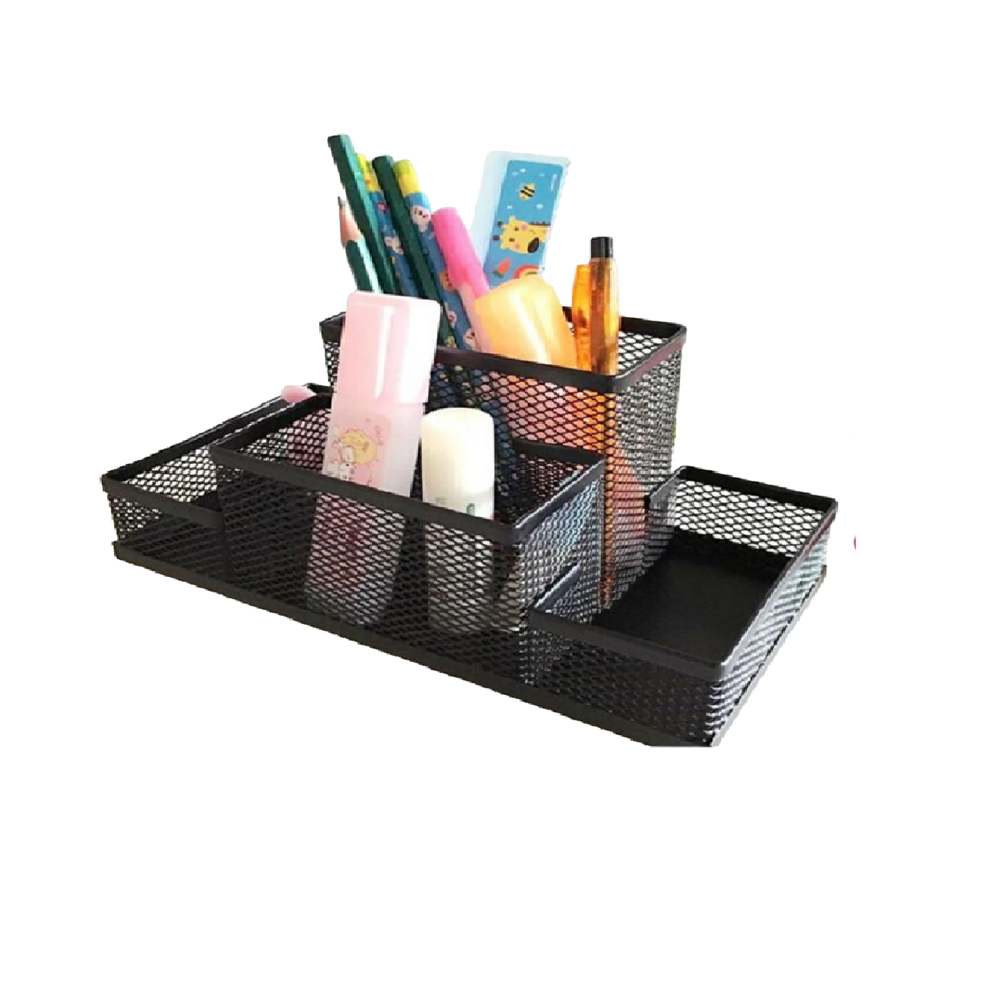 Metal Pen Stand Stationery Holder – Desk Organizer for Office Supplies – Black